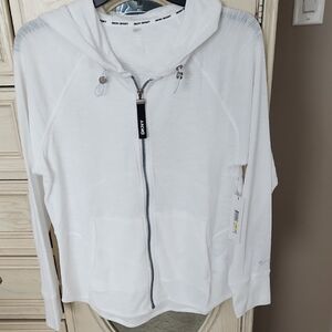 DKNY Ivory Hooded Jacket with Zipper